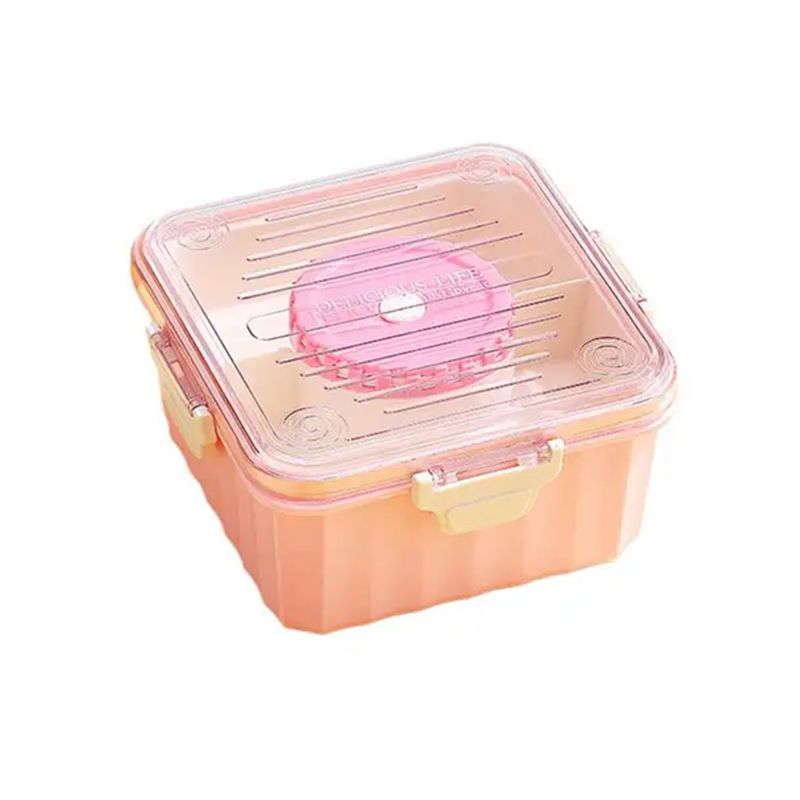 2.15L Lunch Box: Grid Design Dinnerware, Bento Box, Food Container for Home, Office, School (Pink).