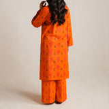 2 Piece Digital Print Kurti Salwar Set - Pure Cotton Collection Stylish Light Weight Cotton Fabric Suit Top Bottom Salwar Kameez Indian Pakistani Printed Suit For Casual Outdoor Dress - Orange - Shop N Save