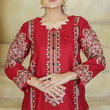 2 Piece Kurti Salwar Embroidery Set - Pure Cotton Collection Stylish Solid Color Light Weight Cotton Fabric Suit Top Bottom Salwar Kameez Indian Pakistani Embroidered Suit For Event Party Outdoor Dress - Maroon - Shop N Save