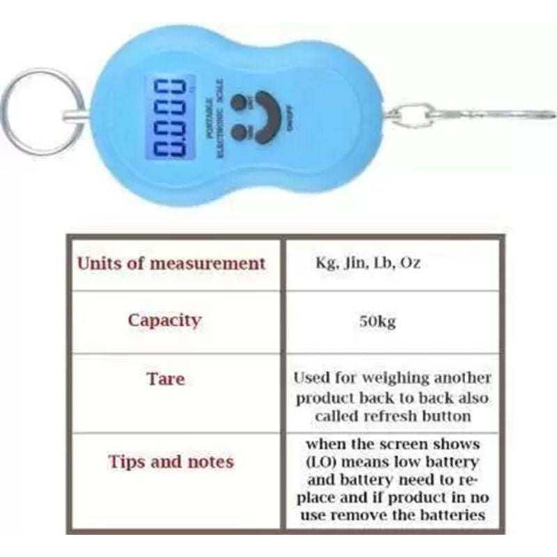Portable Scale Heavy Duty Hook Food Household Hanging Scale (Blue) .