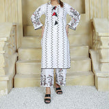 2 Piece Kurti Salwar Embroidery Set - Pure Cotton Collection Stylish Solid Color Light Weight Cotton Fabric Suit Top Bottom Salwar Kameez Indian Pakistani Embroidered Suit For Event Party Outdoor Dress - White - Shop N Save