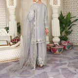 3 Piece Fancy Embroidery Dress - Stylish Light Weight Chiffon Organza Fabric Suit Indian Pakistani Fancy Embroidered Dress For Events Party Outdoor Dress - Gray - Shop N Save