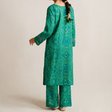 2 Piece Digital Print Kurti Salwar Set - Pure Cotton Collection Stylish Light Weight Cotton Fabric Suit Top Bottom Salwar Kameez Indian Pakistani Printed Suit For Casual Outdoor Dress - Dark Green - Shop N Save