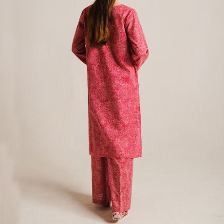 2 Piece Digital Print Kurti Salwar Set - Pure Cotton Collection Stylish Light Weight Cotton Fabric Suit Top Bottom Salwar Kameez Indian Pakistani Printed Suit For Casual Outdoor Dress - Dark Pink - Shop N Save