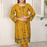 2 Piece Kurti Salwar Embroidery Set - Pure Cotton Collection Stylish Solid Color Light Weight Cotton Fabric Suit Top Bottom Salwar Kameez Indian Pakistani Embroidered Suit For Event Party Outdoor Dress - Golden - Shop N Save