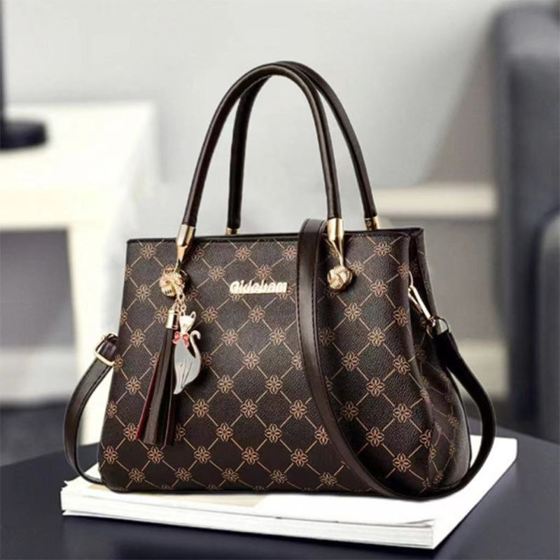 Elegant Geometric Floral Handbag: Spacious, Stylish, Versatile, High Quality - Shop N Save
