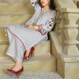 2 Piece Kurti Salwar Embroidery Set - Pure Cotton Collection Stylish Solid Color Light Weight Cotton Fabric Suit Top Bottom Salwar Kameez Indian Pakistani Embroidered Suit For Event Party Outdoor Dress - White - Shop N Save