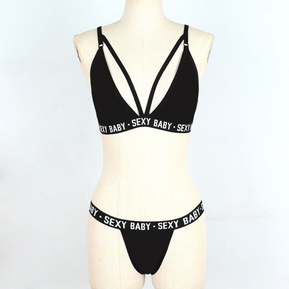 V Neck Bikini Set Beachwear For Women - Black - Shop N Save