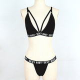 V Neck Bikini Set Beachwear For Women - Black - Shop N Save