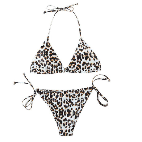 Leopard Print Swimsuit Three Point Suspender Bikini Women - Shop N Save