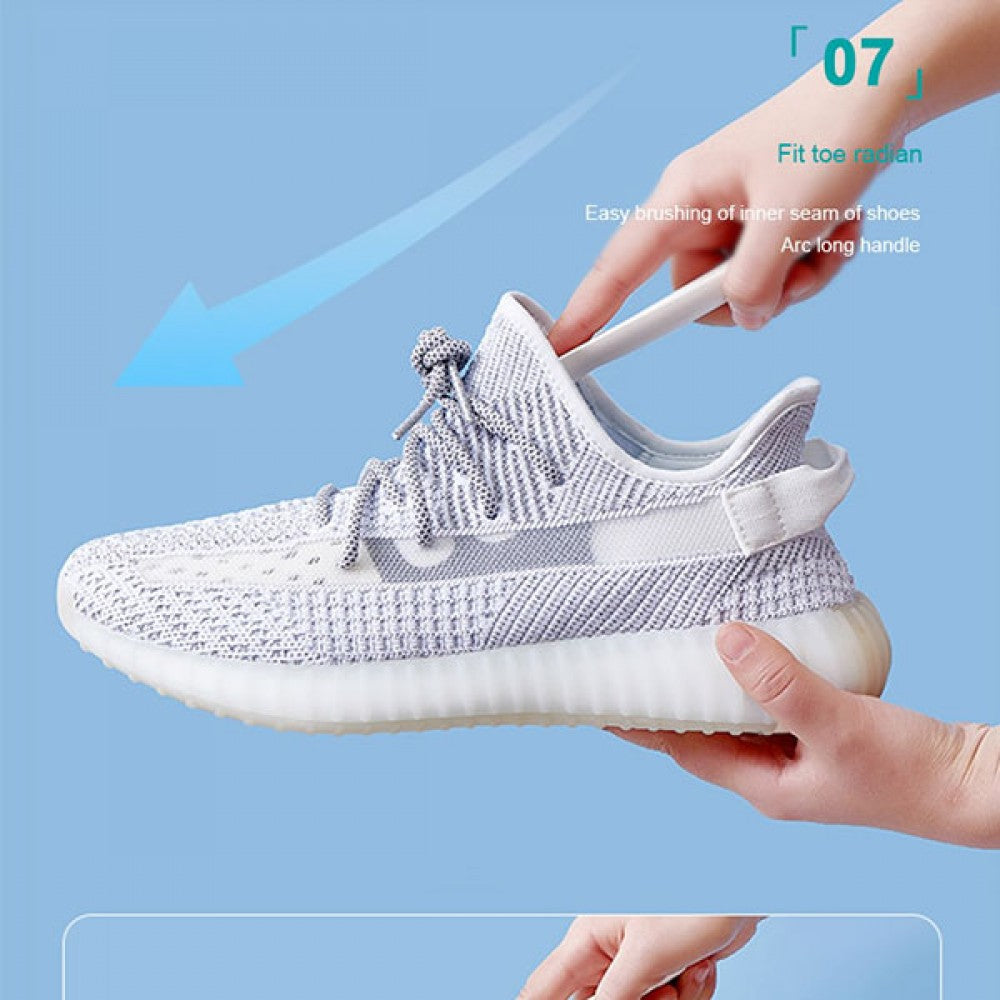 Soft Hair Household Long Handle Three-Sided Shoe Brush - Blue