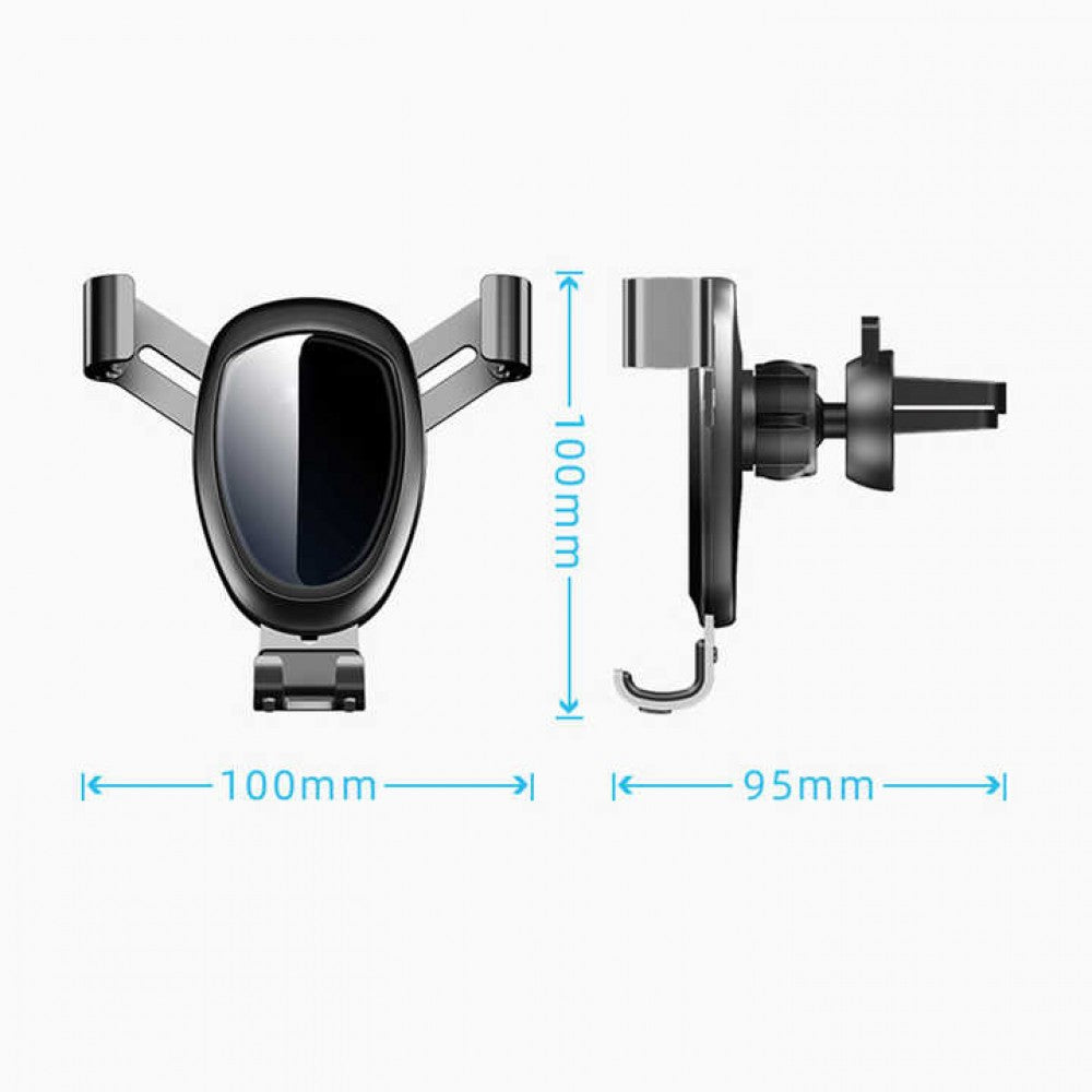 Air Vent Car Phone Holder - Round Shape Strong Grip Air Outlets Ball Head Car Mount Bracket Mobile Holder For All Type Of Car- Silver