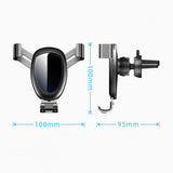 Air Vent Car Phone Holder - Round Shape Strong Grip Air Outlets Ball Head Car Mount Bracket Mobile Holder For All Type Of Car- Silver