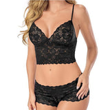 Two Piece Lingerie Set Women Lace See-Through - Black - Shop N Save