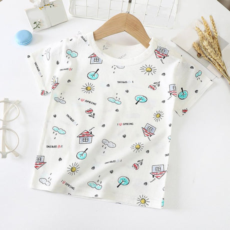 New Born Pure Cotton Short-Sleeved T-Shirt 0-7 Months Old - White - Shop N Save