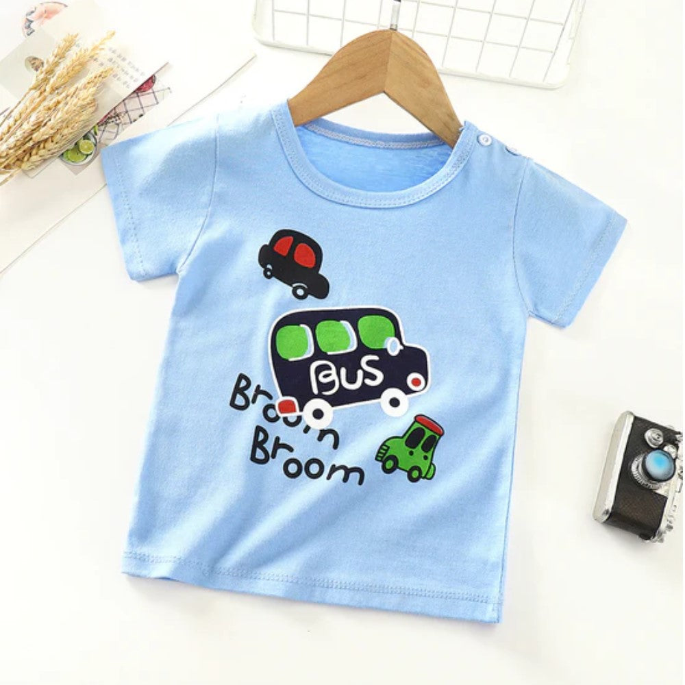 New Born Pure Cotton Short-Sleeved T-Shirt 0-7 Months Old - Blue - Shop N Save