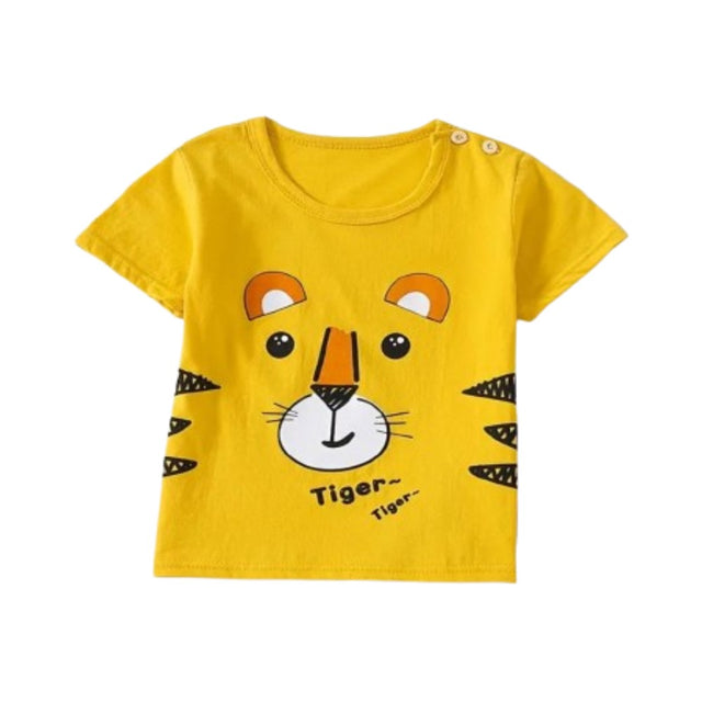 New Born Pure Cotton Short-Sleeved T-Shirt 0-7 Months Old - Yellow - Shop N Save