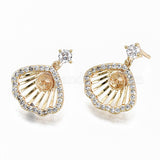 Hollow Brass CZ Earring Findings: Shell Shape for Drilled Beads - Shop N Save