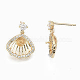 Hollow Brass CZ Earring Findings: Shell Shape for Drilled Beads - Shop N Save