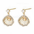 Hollow Brass CZ Earring Findings: Shell Shape for Drilled Beads - Shop N Save