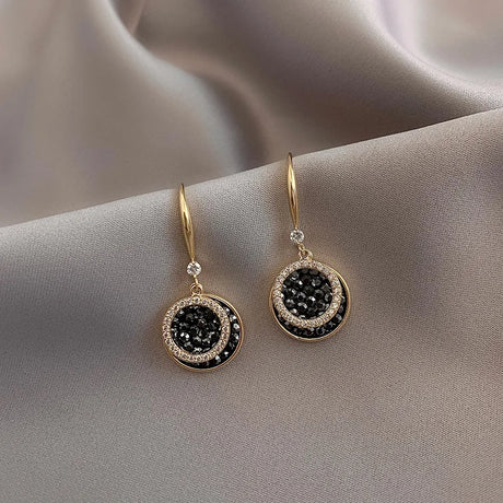 Vintage Crystal Earrings: Black Pendant, Korean Wedding Jewelry - Shop N Save