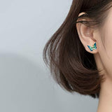 Ms. Swan Vintage Butterfly Studs: Sterling Silver Green Elegance - Shop N Save