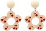 Pink &amp; Goldtone Cherry Drop Earrings: Elegant Nature-Inspired Style - Shop N Save
