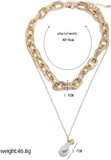 Punk Multi-Layered Pearl Necklace: Edgy Statement Pendant Jewelry