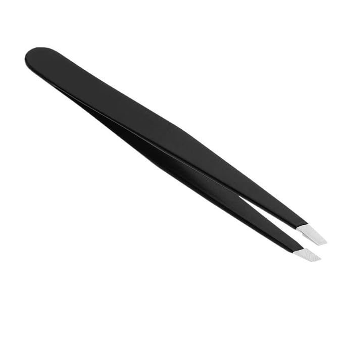 Tweezers - Professional Stainless Steel Tweezers for Eyebrows (Black)