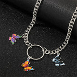 Boho Silver Choker: Punk Collar with Butterfly Pendant - Shop N Save