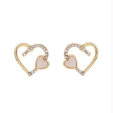 Double Heart Studs: Exquisite Zircon Wedding Earrings for Women - Shop N Save