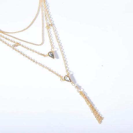 Bohemia Tassel &amp; Geometric Necklace: Multilayer Water Drop Choker for Women - Shop N Save
