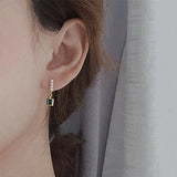 Square Green Zircon Studs: Pearl Earrings for Women's Glam - Shop N Save
