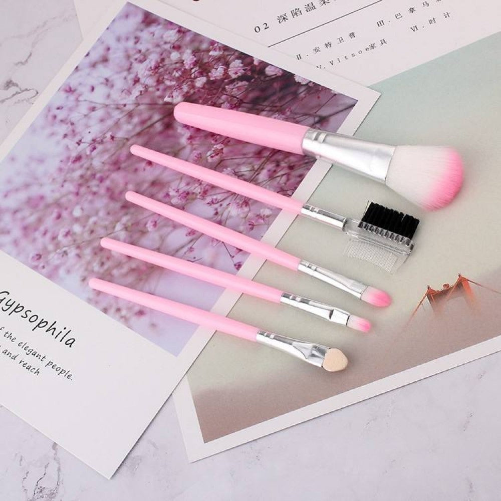 5 Pcs Professional Makeup Brush Set for Foundation Eye Shadow - Pink