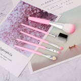 5 Pcs Professional Makeup Brush Set for Foundation Eye Shadow - Pink