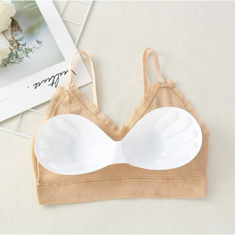 Korean Style Lace Beauty Chest Padded Bra - Wine Red - Shop N Save