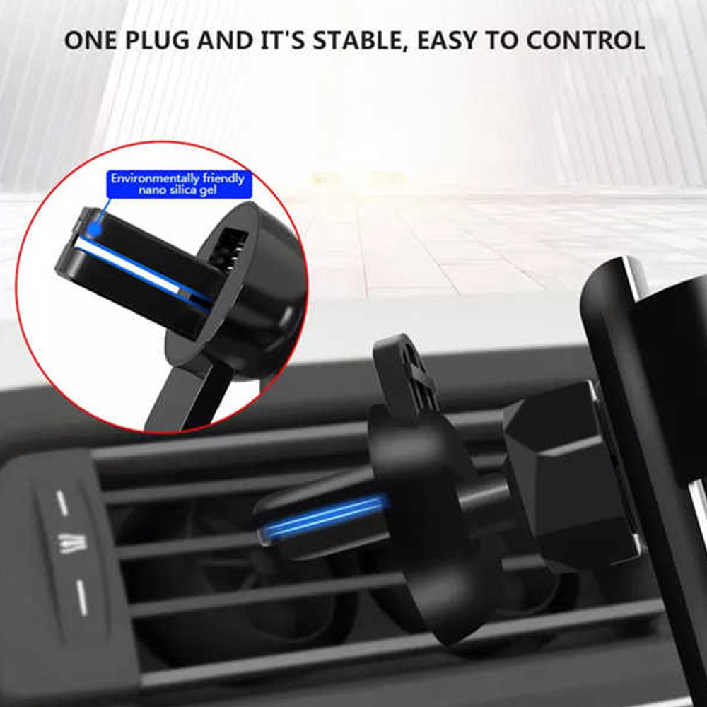 Air Vent Car Phone Holder - Square Shape Strong Grip Air Outlets Ball Head Car Mount Bracket Mobile Holder For All Type Of Car- Black