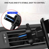 Air Vent Car Phone Holder - Square Shape Strong Grip Air Outlets Ball Head Car Mount Bracket Mobile Holder For All Type Of Car- Black