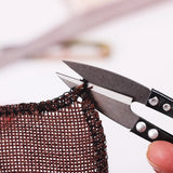 Stainless Steel U Shape Use Scissors Thread Cut Blue