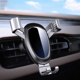 Air Vent Car Phone Holder - Round Shape Strong Grip Air Outlets Ball Head Car Mount Bracket Mobile Holder For All Type Of Car- Silver