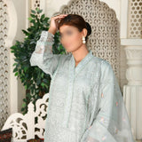 3 Piece Fancy Embroidery Dress - Stylish Light Weight Chiffon Organza Fabric Suit Indian Pakistani Fancy Embroidered Dress For Events Party Outdoor Dress - Green - Shop N Save