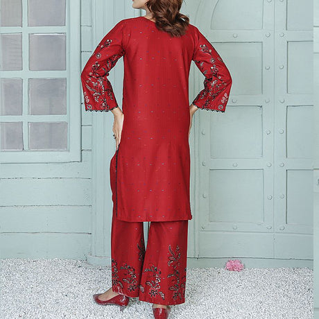 2 Piece Kurti Salwar Embroidery Set - Pure Cotton Collection Stylish Solid Color Light Weight Cotton Fabric Suit Top Bottom Salwar Kameez Indian Pakistani Embroidered Suit For Event Party Outdoor Dress - Maroon - Shop N Save