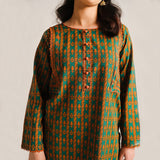 2 Piece Digital Print Kurti Salwar Set - Pure Cotton Collection Stylish Light Weight Cotton Fabric Suit Top Bottom Salwar Kameez Indian Pakistani Printed Suit For Casual Outdoor Dress - Dark Green - Shop N Save