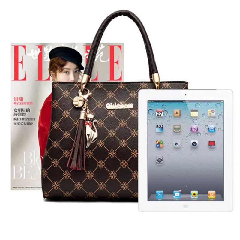 Elegant Geometric Floral Handbag: Spacious, Stylish, Versatile, High Quality - Shop N Save