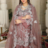 Piece Fancy Embroidery Dress - Stylish Light Weight Chiffon Organza Fabric Suit Indian Pakistani Fancy Embroidered Dress For Events Party Outdoor Dress - Dark Pink - Shop N Save