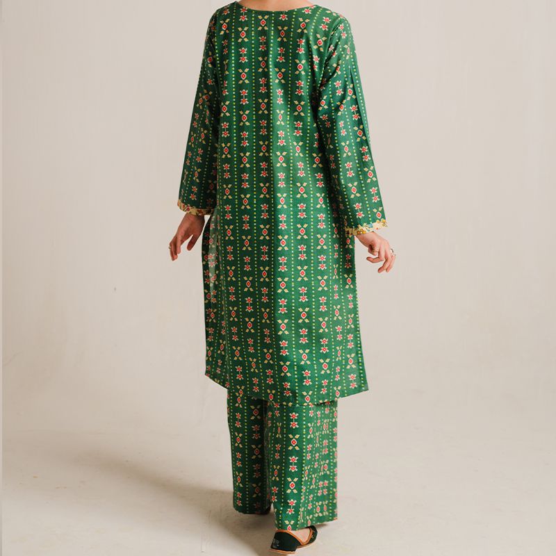 2 Piece Digital Print Kurti Salwar Set - Pure Cotton Collection Stylish Light Weight Cotton Fabric Suit Top Bottom Salwar Kameez Indian Pakistani Printed Suit For Casual Outdoor Dress - Dark Green - Shop N Save