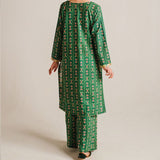 2 Piece Digital Print Kurti Salwar Set - Pure Cotton Collection Stylish Light Weight Cotton Fabric Suit Top Bottom Salwar Kameez Indian Pakistani Printed Suit For Casual Outdoor Dress - Dark Green - Shop N Save