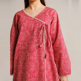 2 Piece Digital Print Kurti Salwar Set - Pure Cotton Collection Stylish Light Weight Cotton Fabric Suit Top Bottom Salwar Kameez Indian Pakistani Printed Suit For Casual Outdoor Dress - Dark Pink - Shop N Save