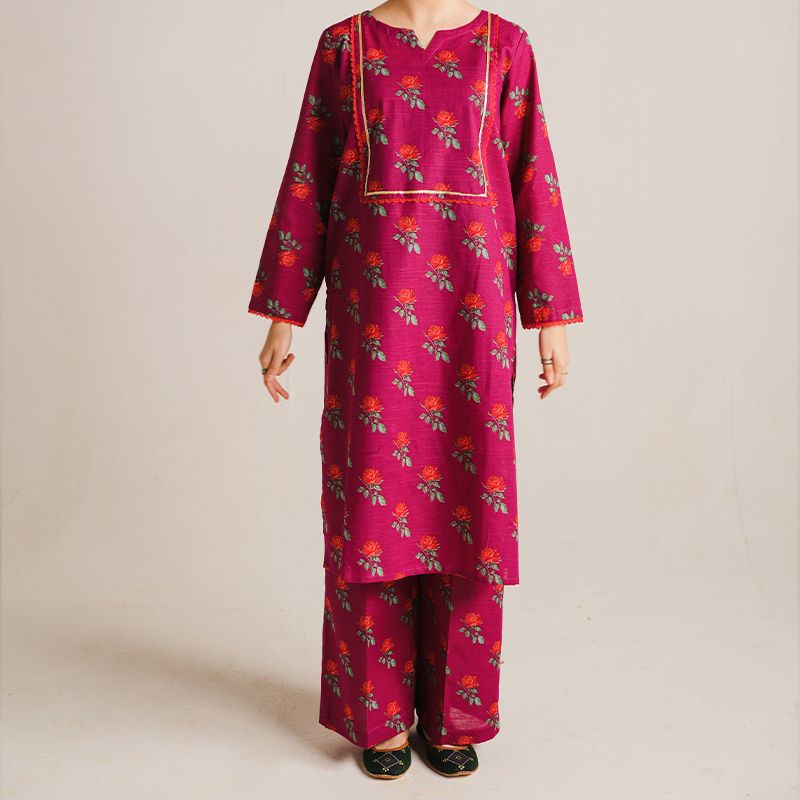 2 Piece Digital Print Kurti Salwar Set - Pure Cotton Collection Stylish Light Weight Cotton Fabric Suit Top Bottom Salwar Kameez Indian Pakistani Printed Suit For Casual Outdoor Dress - Purple - Shop N Save