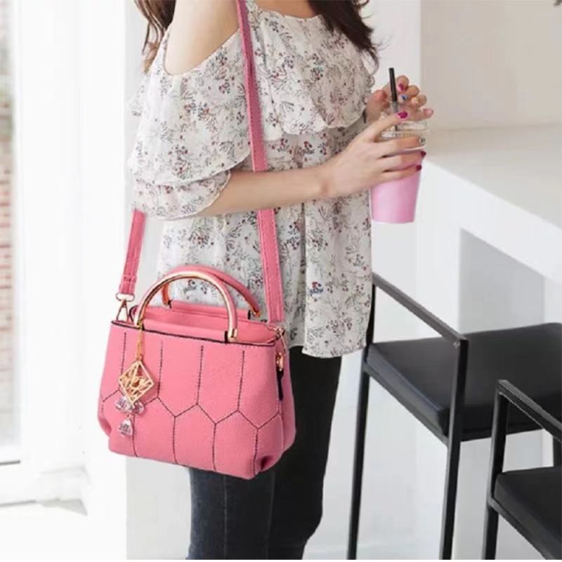 Pink Geometric Handbag: Chic, Tassel Detail, Casual Style for Girls - Shop N Save